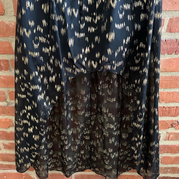 Max & Cleo Black and Gold Shimmer High Low Strapless Dress. Size 4. - Picture 2 of 5